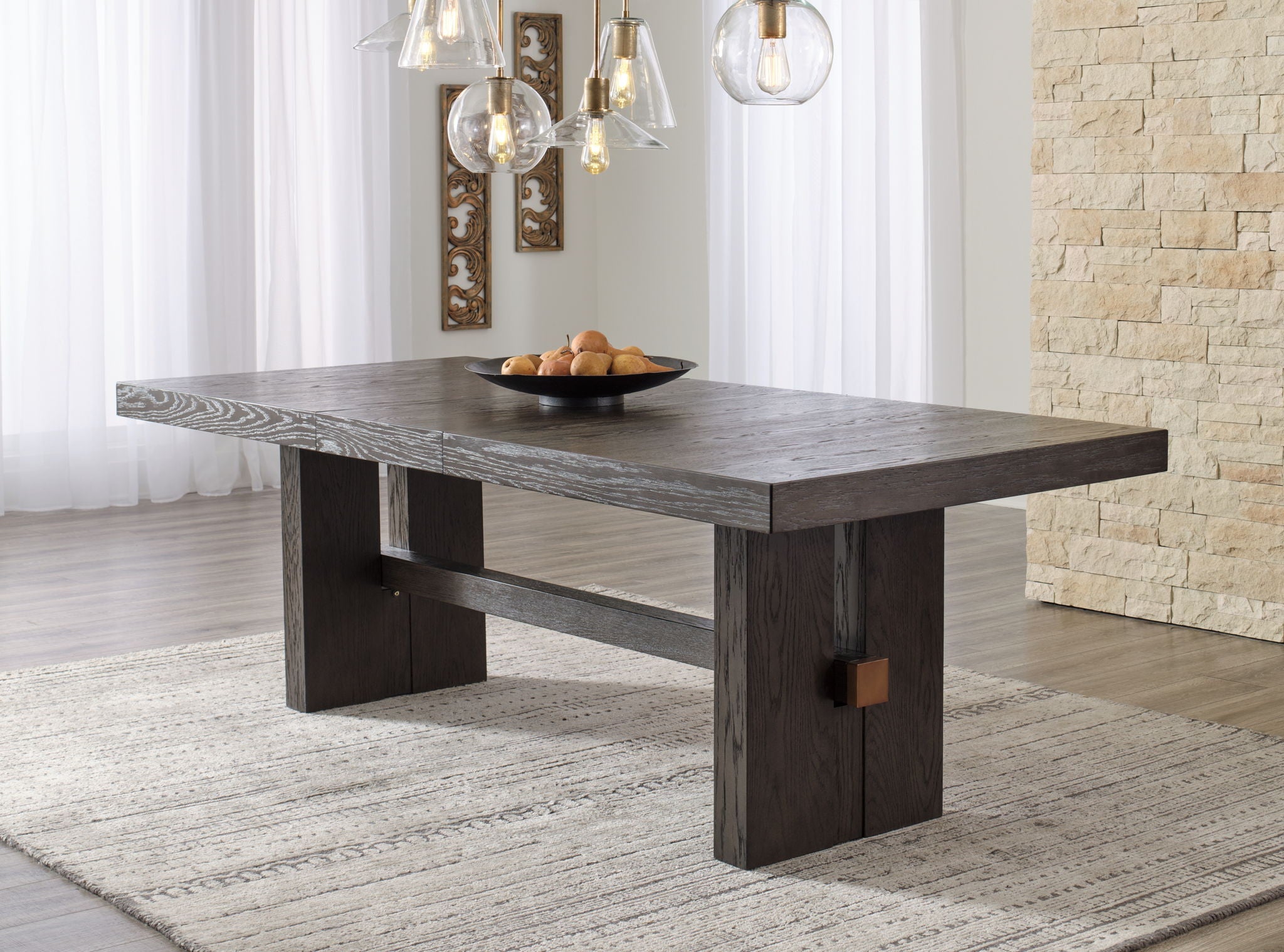 Burkhaus - Table de salle à manger extensible rectangulaire - Marron foncé