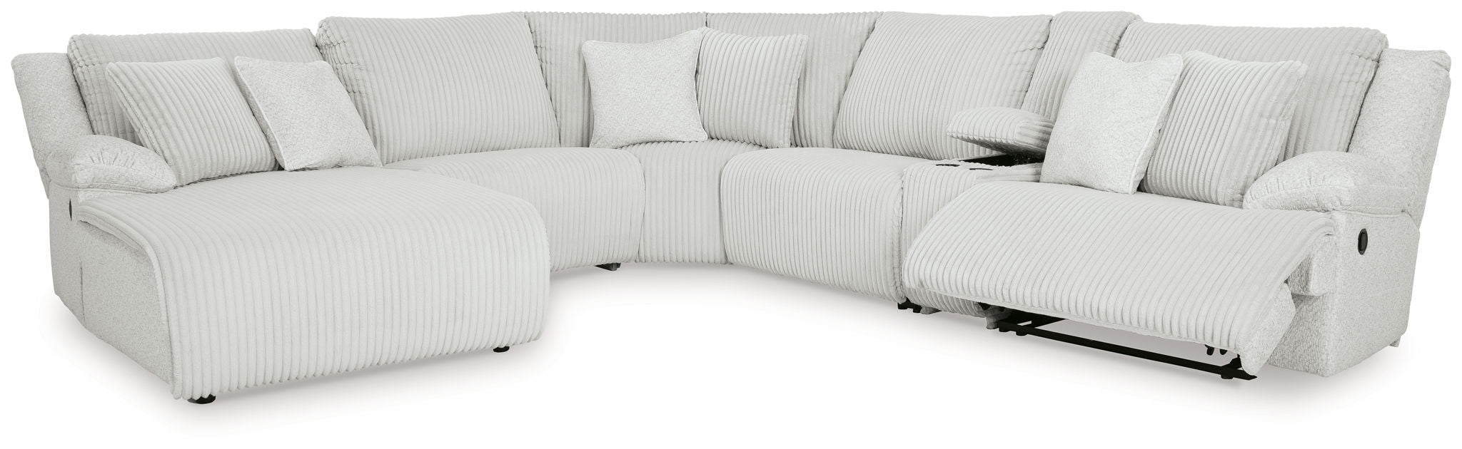 Haut de gamme – Canapé d’angle inclinable 6 places avec méridienne à gauche – Tissu – Alliage