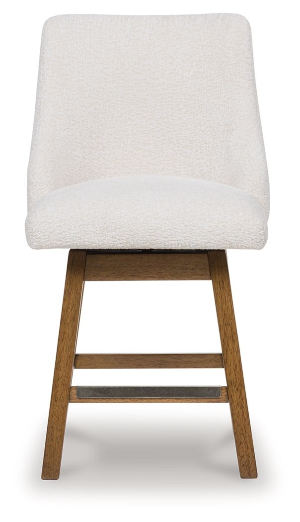 Cabalynn - Tabouret de bar pivotant rembourré (lot de 2) - Avoine / Marron clair