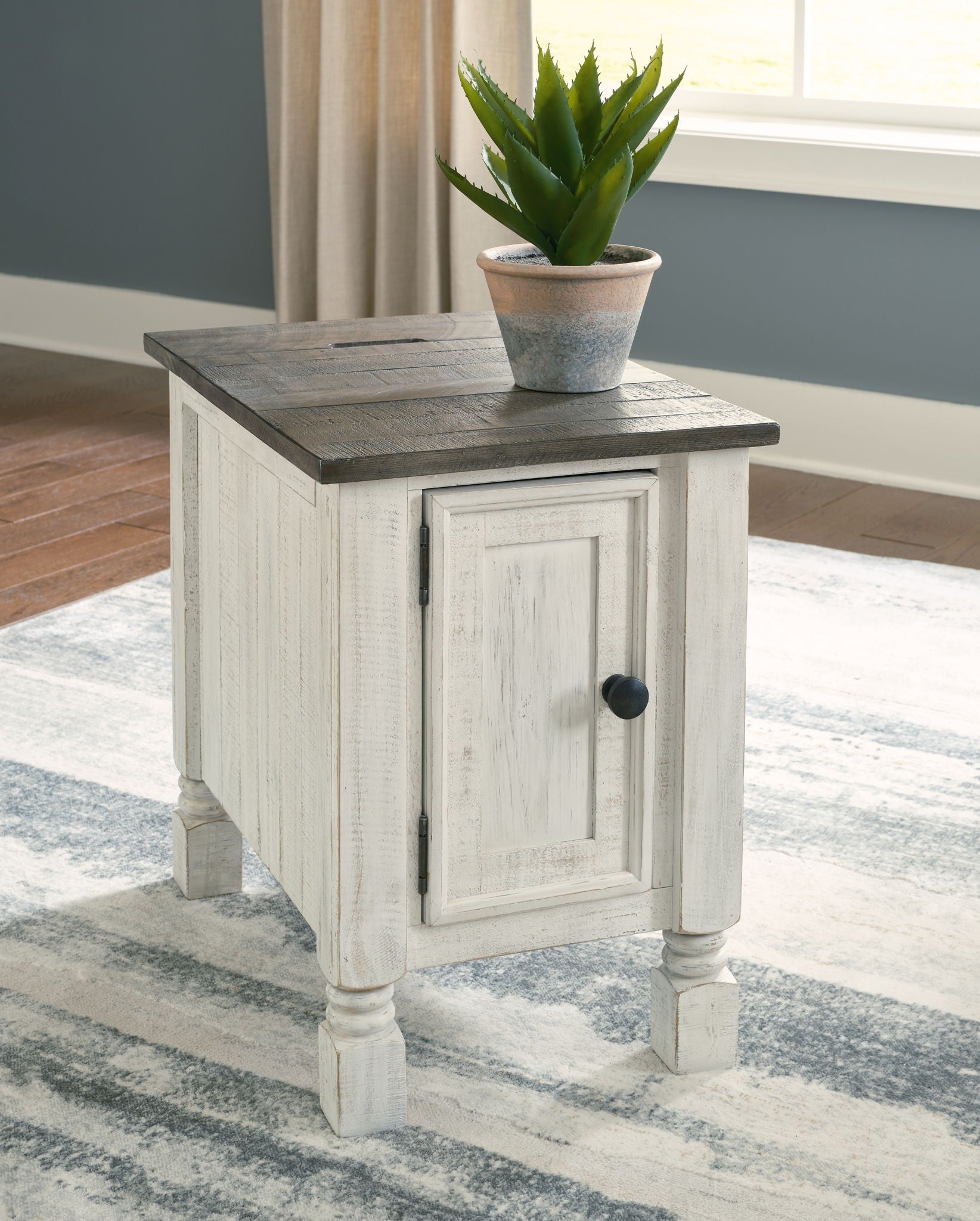 Havalance - Table d'appoint de bout de canapé - Blanc / Gris