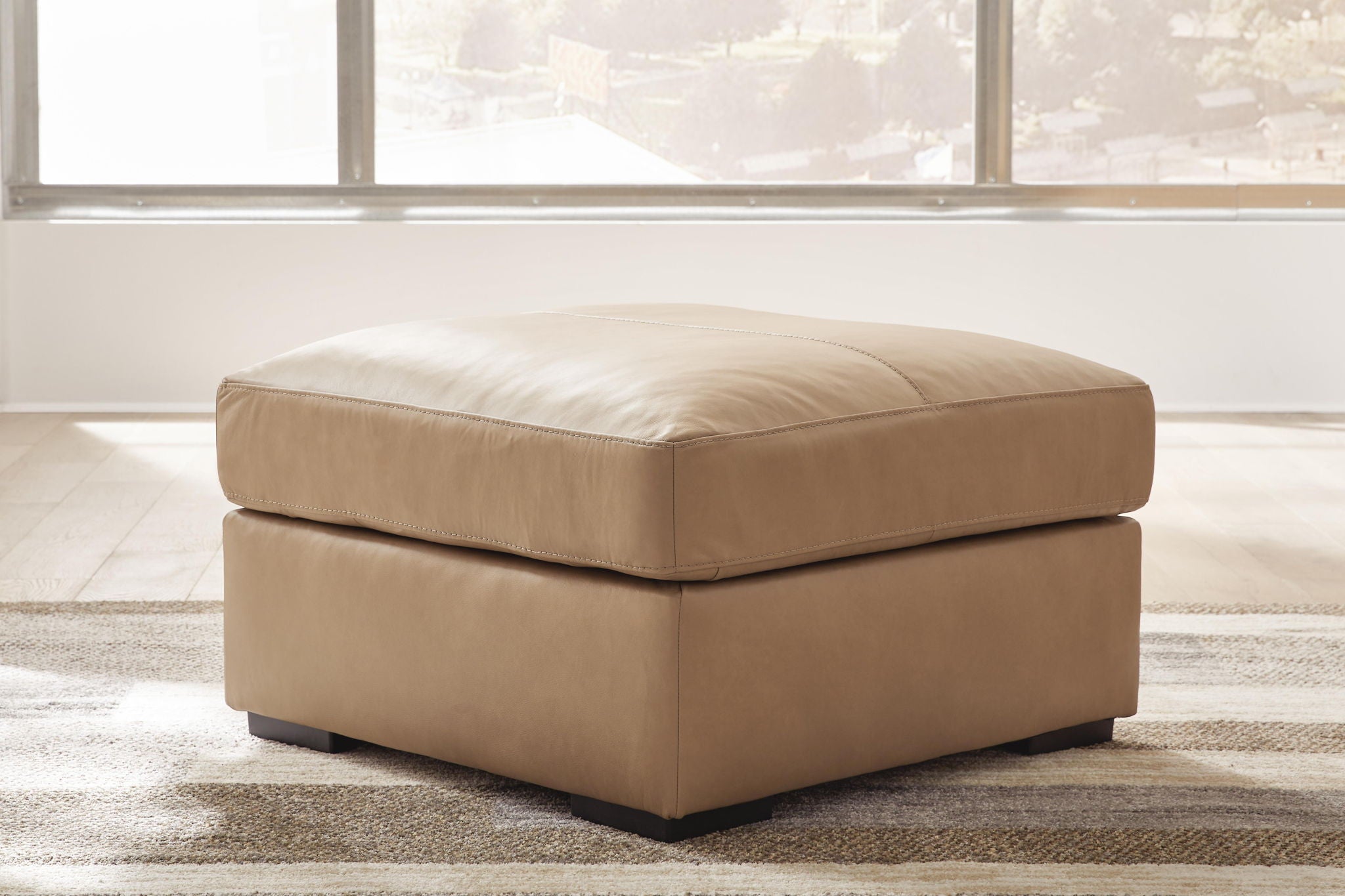 Bandon - Grand Pouf d'appoint - Cuir assorti - Caramel