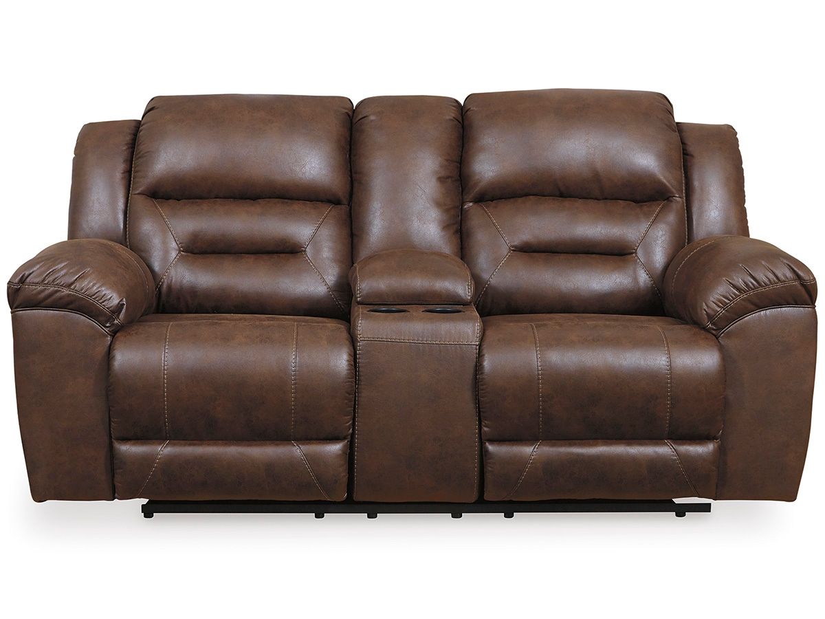 Stoneland - Causeuse Inclinable Double Motorisée Avec Console - Similicuir - Chocolat