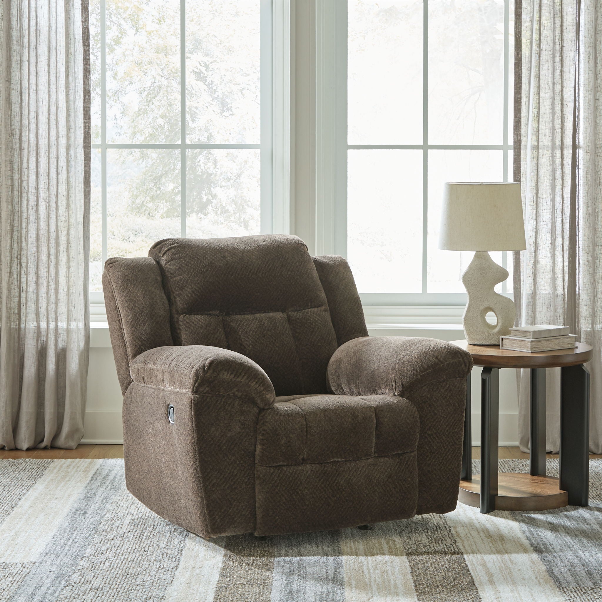 Frohn - Fauteuil inclinable à bascule - Tissu - Chocolat
