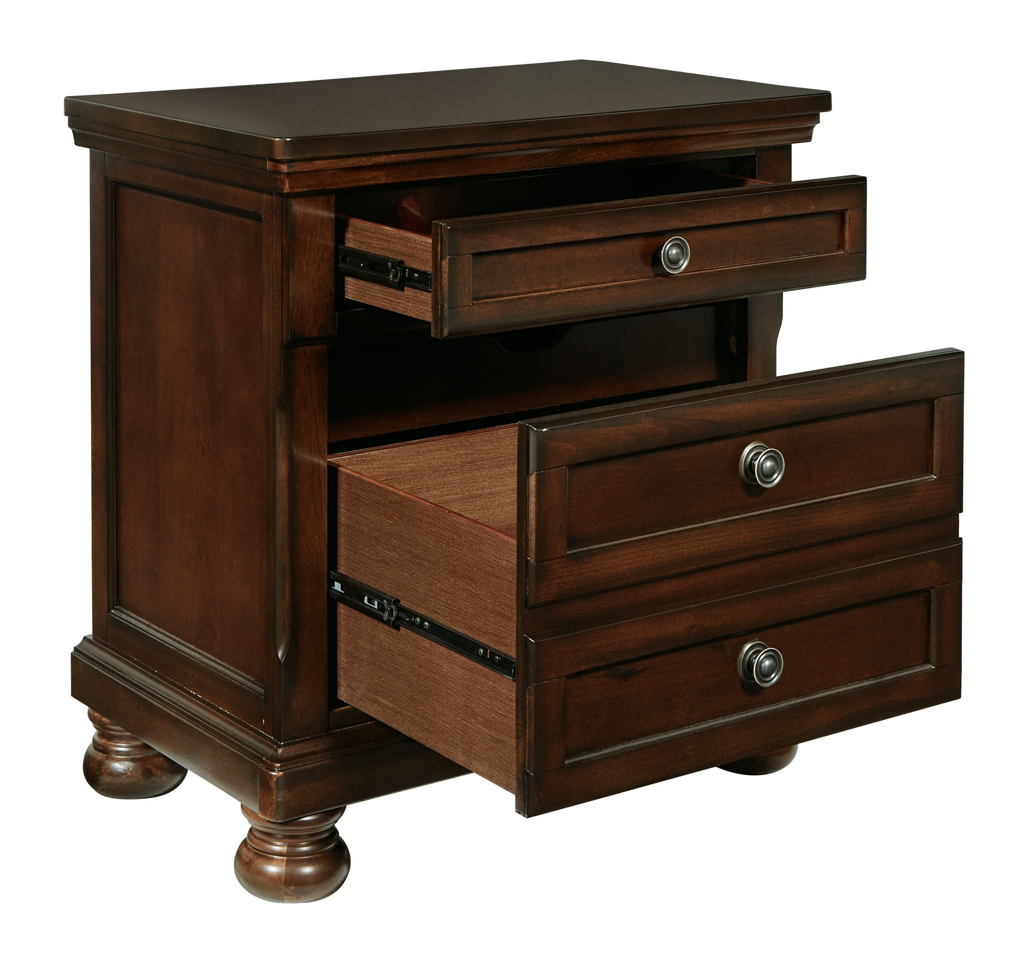 Porter - Table de chevet à deux tiroirs - Brun foncé