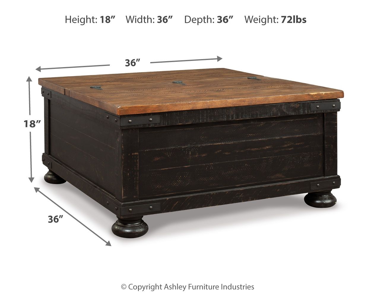 Valebeck - Table basse relevable - Noir / Marron