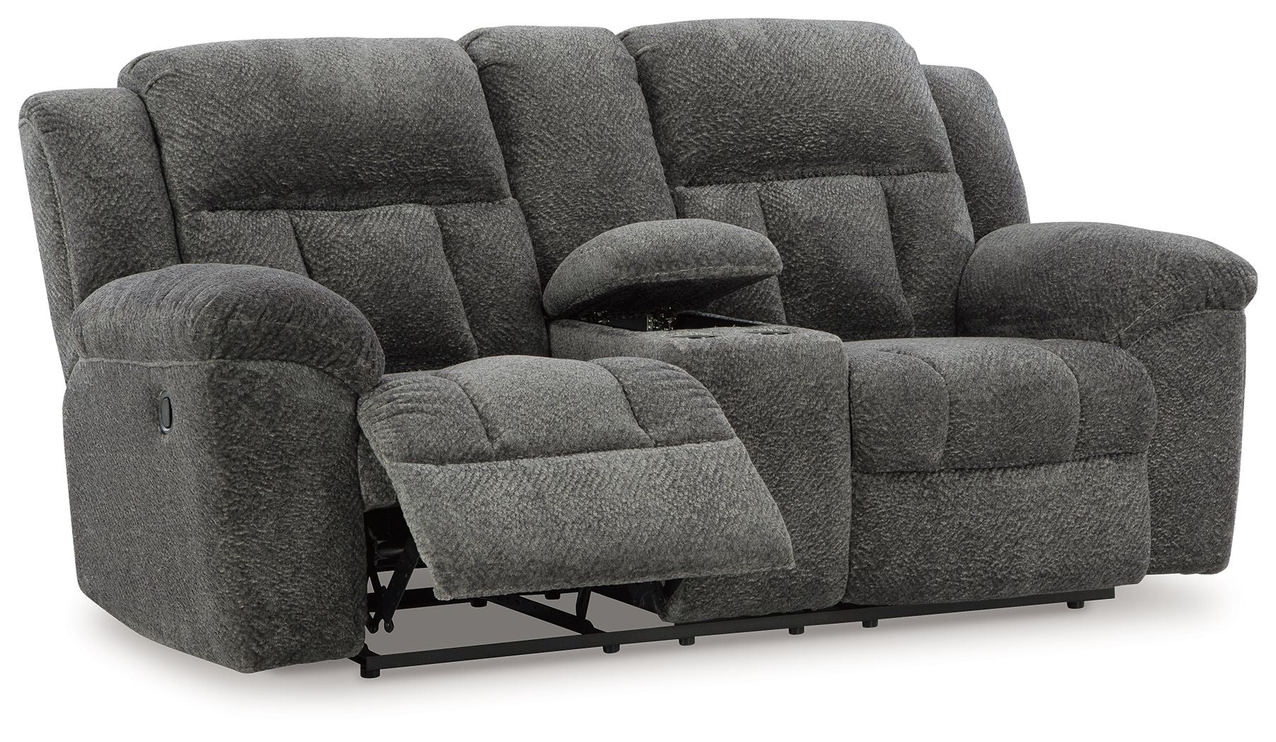 Frohn - Causeuse inclinable double avec console - Tissu - Graphite