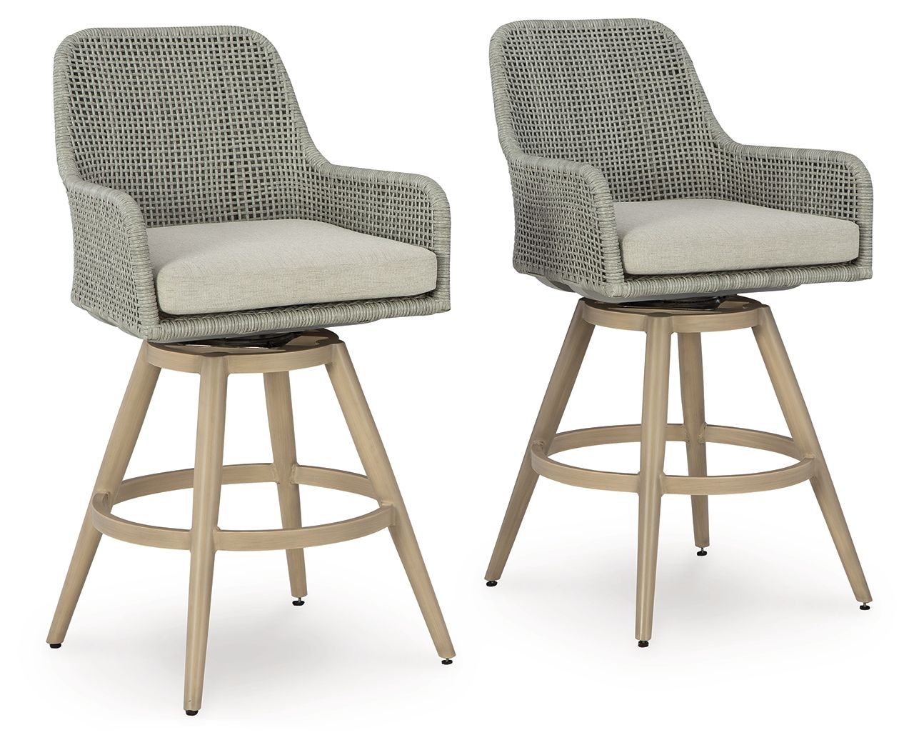 Seton Creek - Tabouret de bar avec coussin (Lot de 2) - Beige/Gris