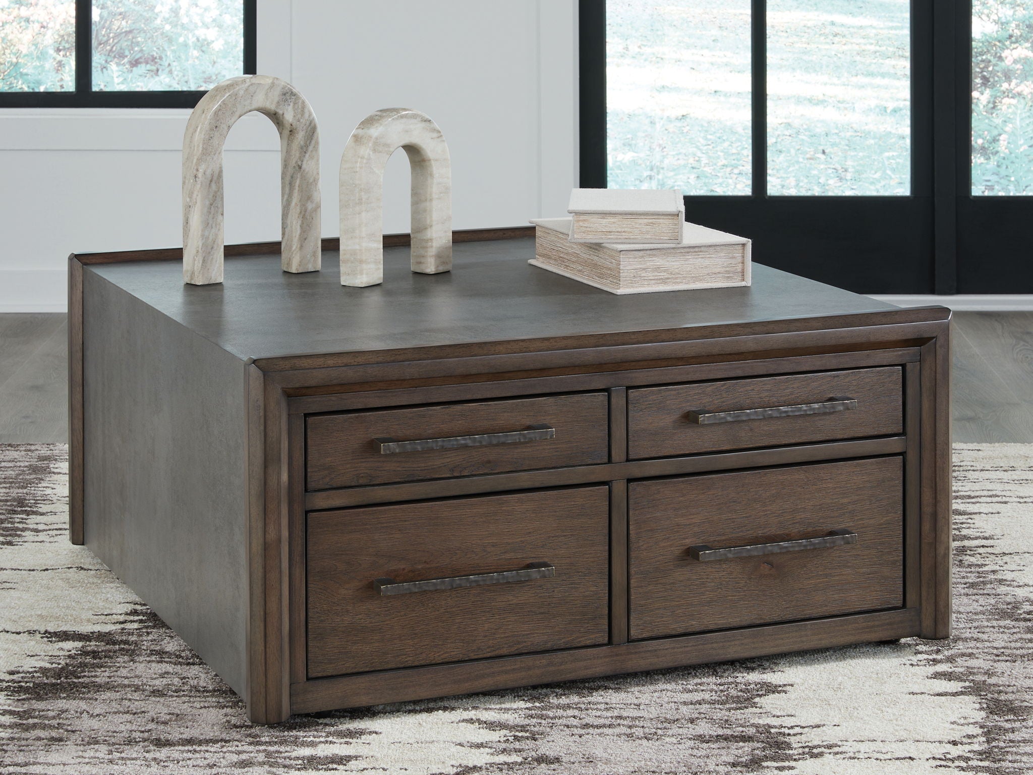 Kallenny - Table basse carrée - Marron/Gris