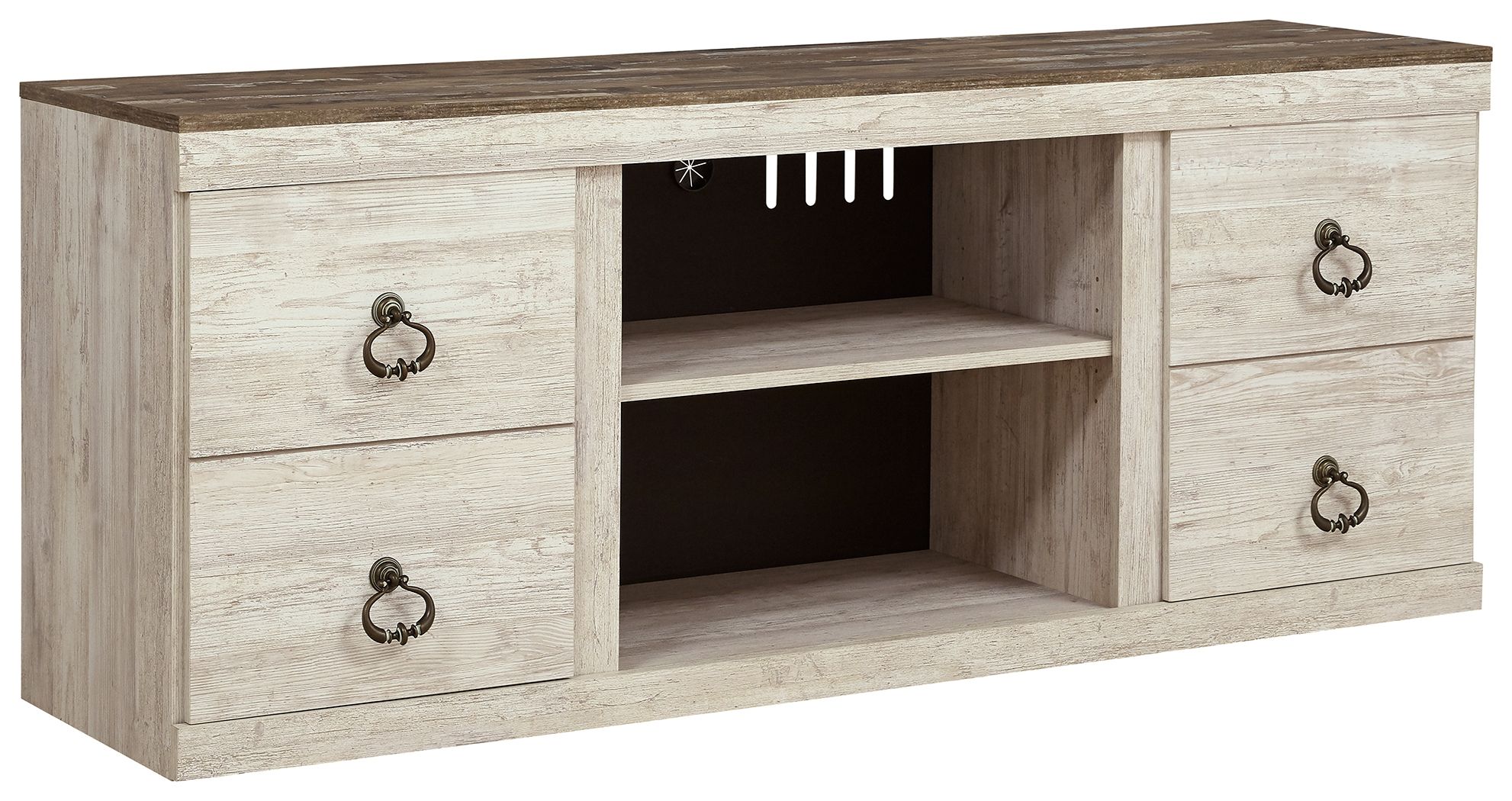 Willowton - TV Stand w/Fireplace Option - 60" x 14.8" x 24.33" - Brown Light