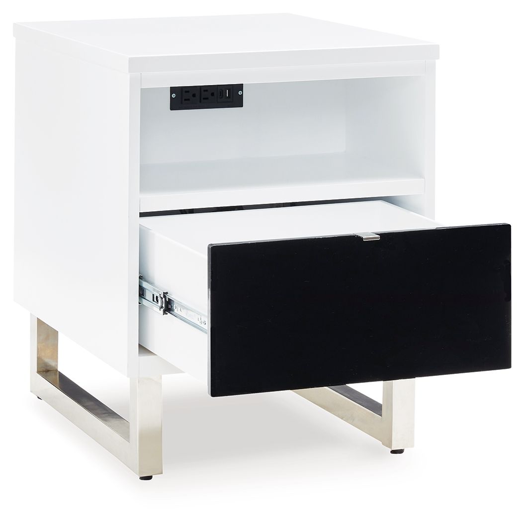 Gardoni - Table d'appoint avec chaise - Blanc / Noir