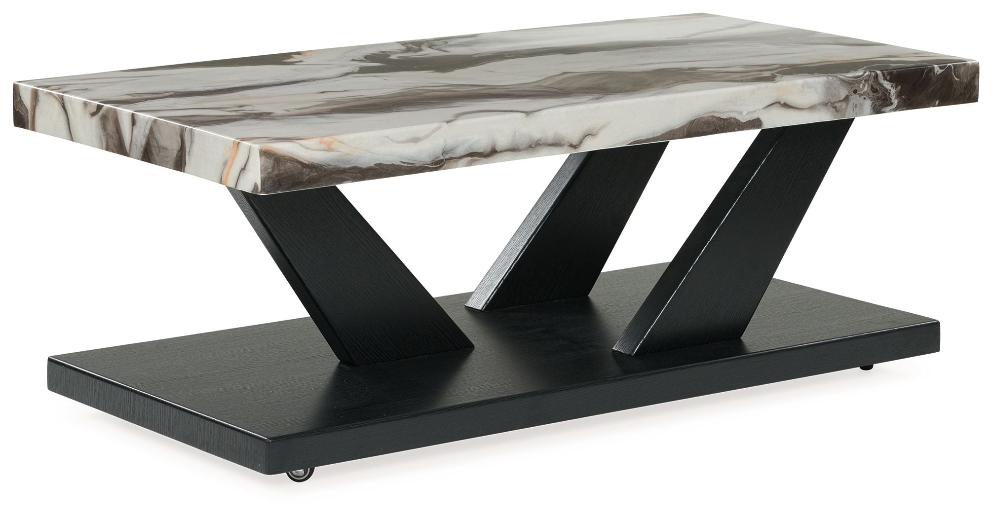 Cendill - Tables d'appoint (Lot de 3) - Marron foncé / Blanc / Noir
