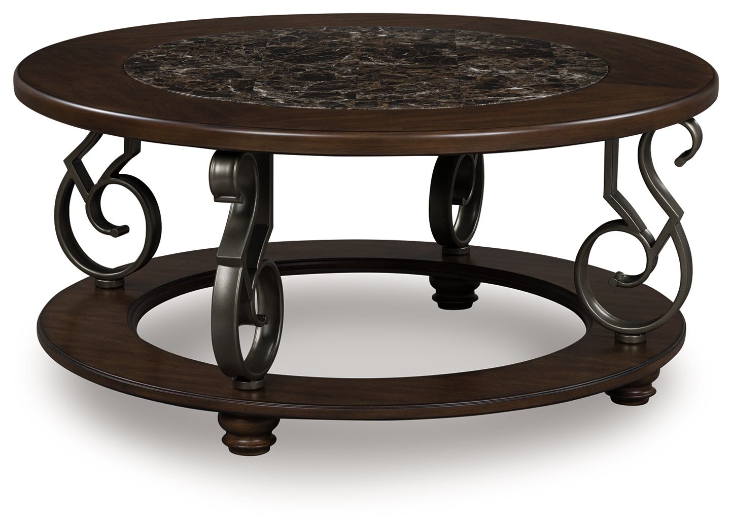 Frallyn - Table Basse Ronde - Marron Foncé