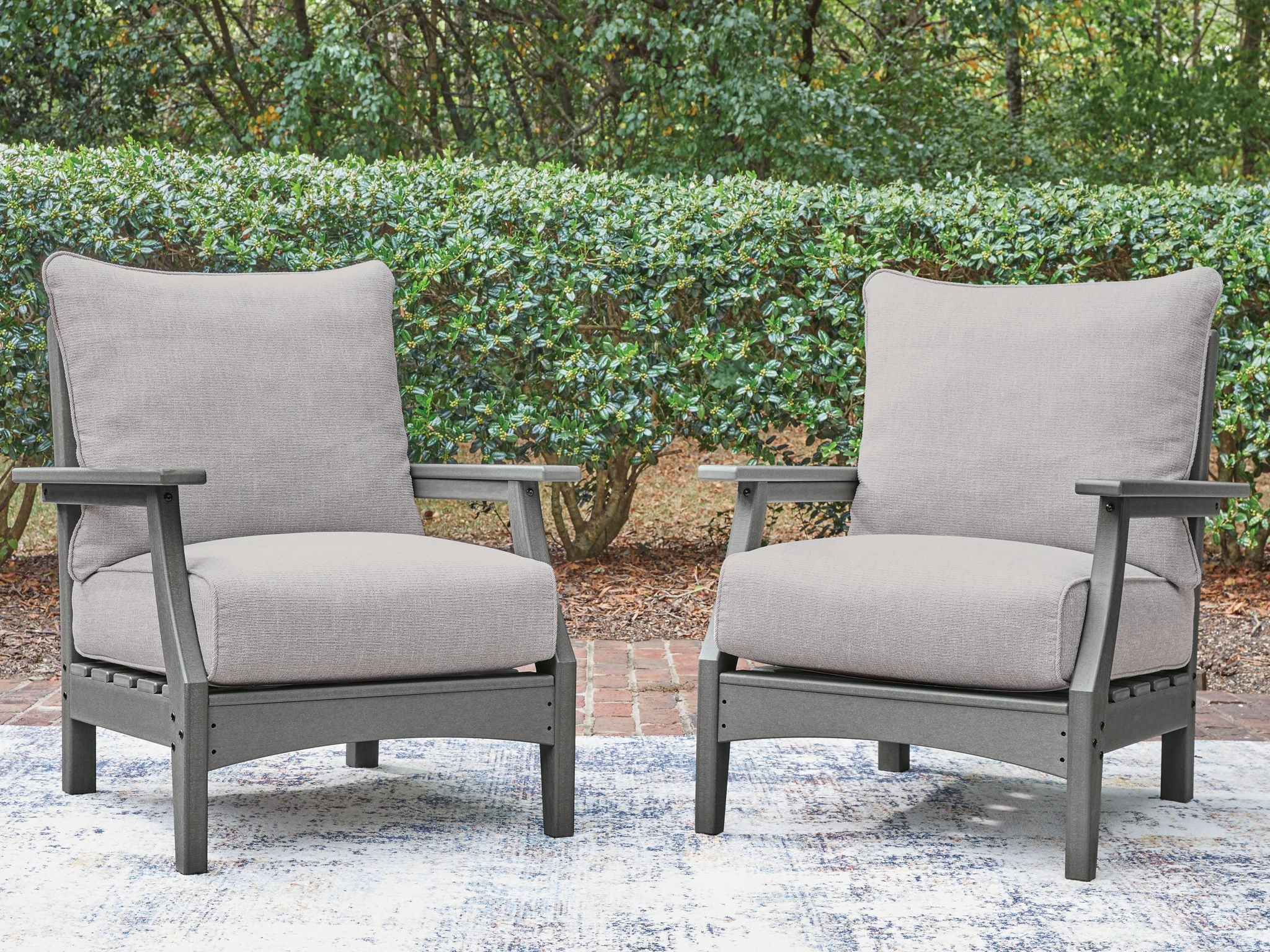 Cove Beach - Chaise longue avec coussin (Lot de 2) - Gris