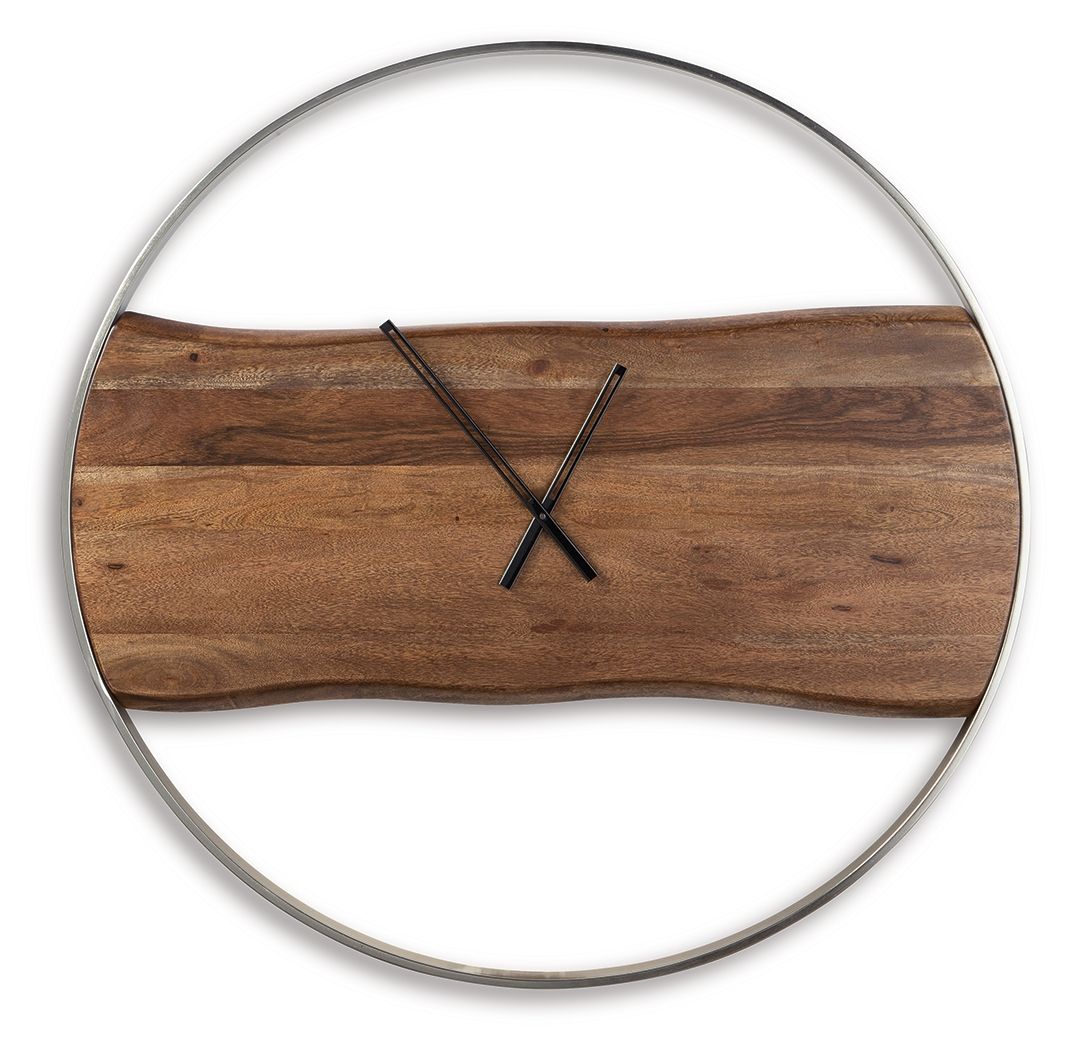 Panchali - Horloge Murale - Finition Marron / Argent