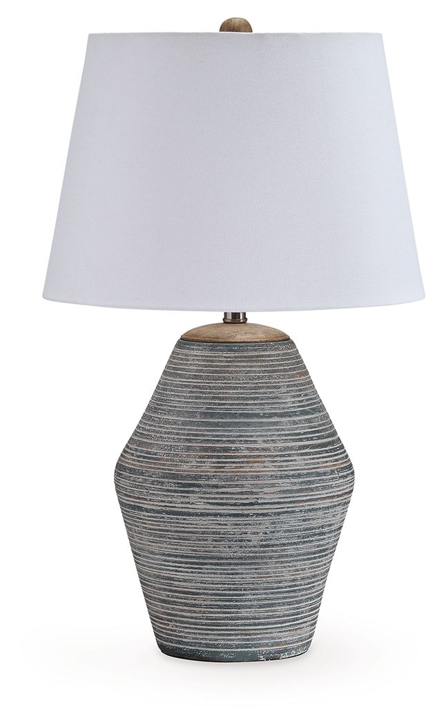 Lampe de table Lawrock en terre cuite – Bleu antique