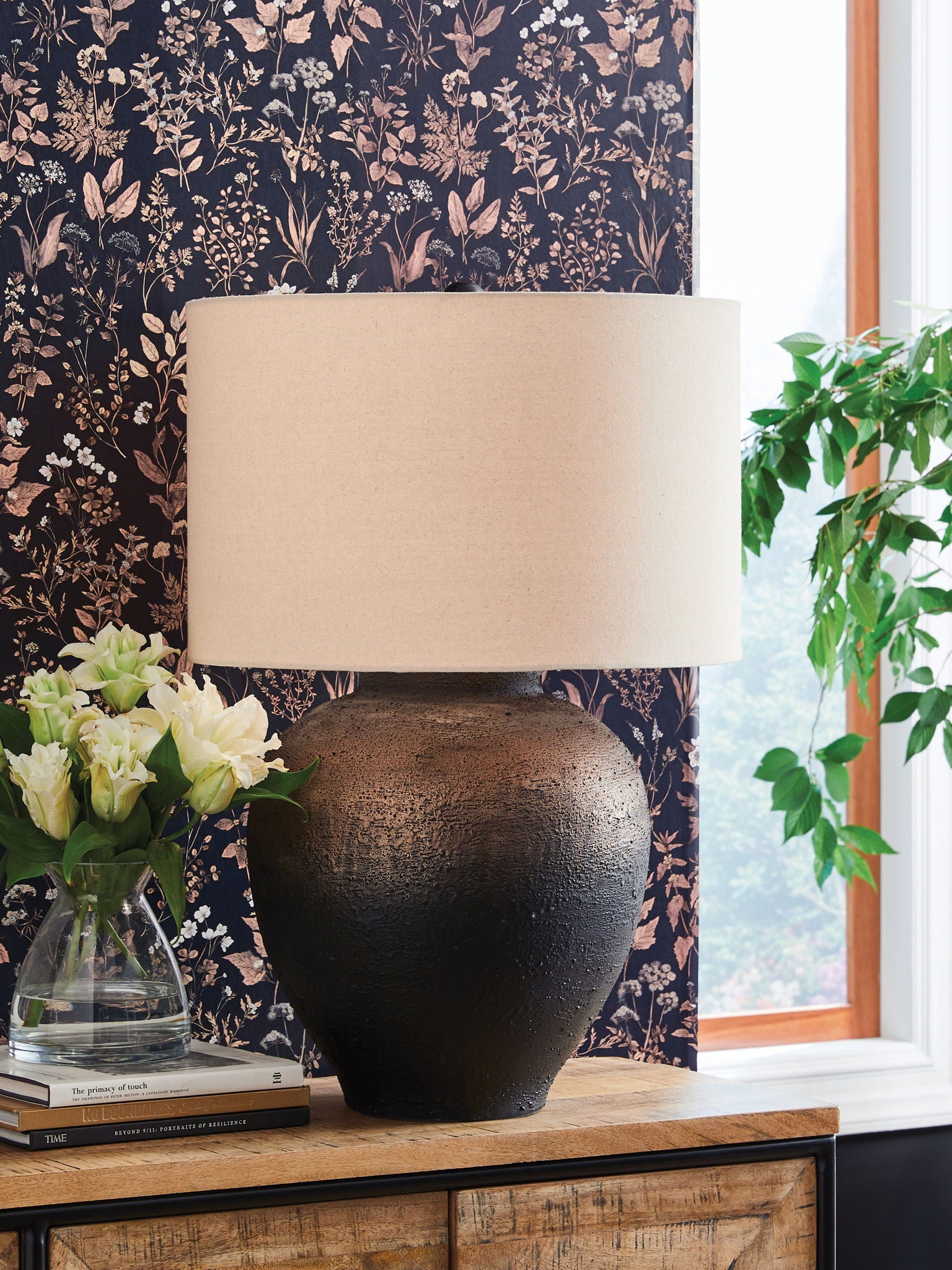 Newgerhard - Lampe de table en métal - Marron / Noir