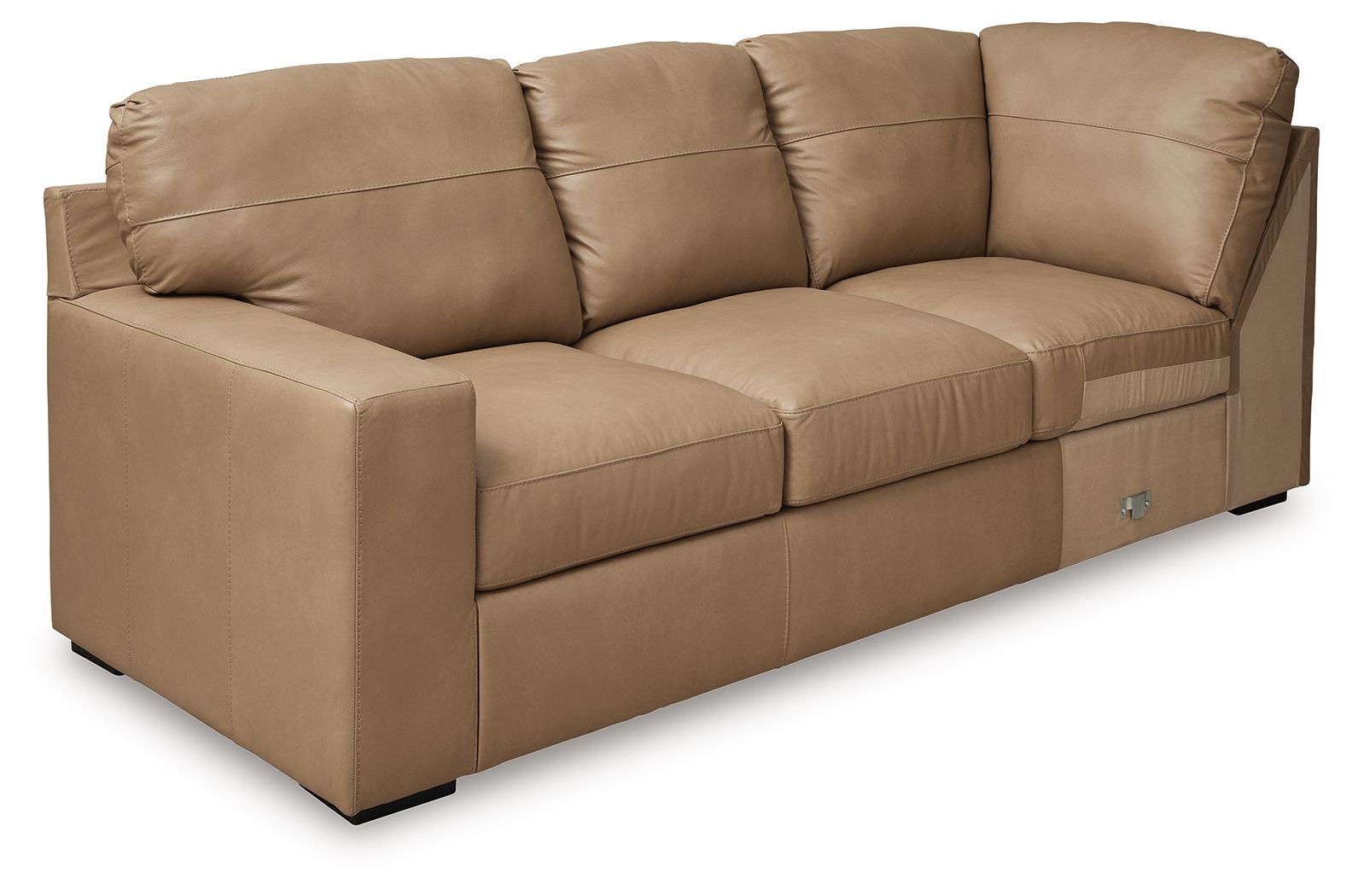 Bandon - Canapé d'angle 3 pièces avec méridienne côté droit – Cuir assorti – Caramel