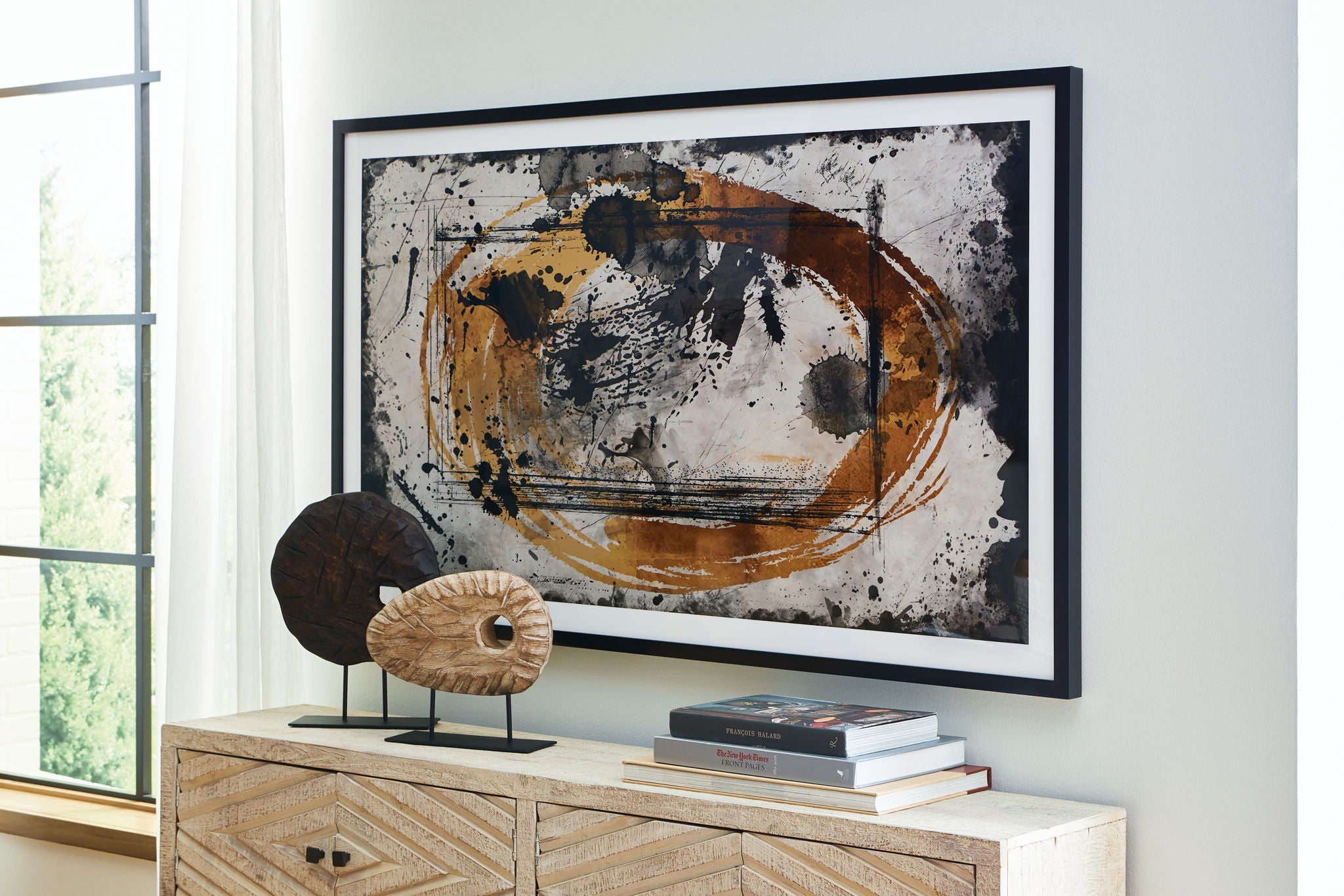 Fissuration - Art Mural - Noir / Caramel / Havane