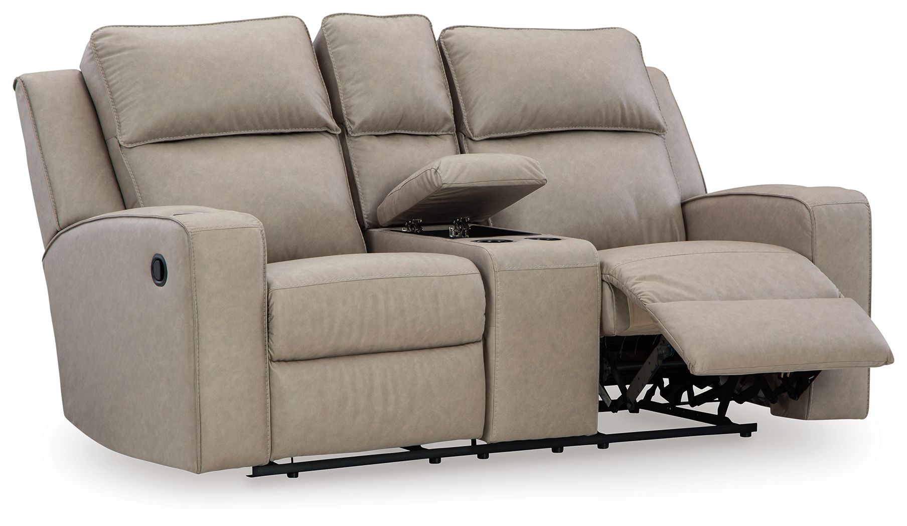Lavenhorne - Causeuse inclinable double avec console - Similicuir - Galet