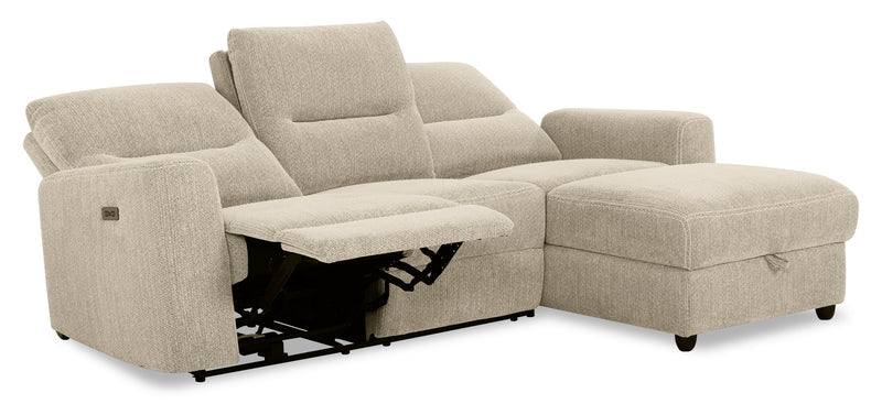 2-Piece Right-Facing Chenille Fabric Power Reclining Sectional with Storage Chaise