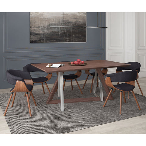 Drake/Holt 7Pc Dining Set Walnut Table/Charcoal Chair