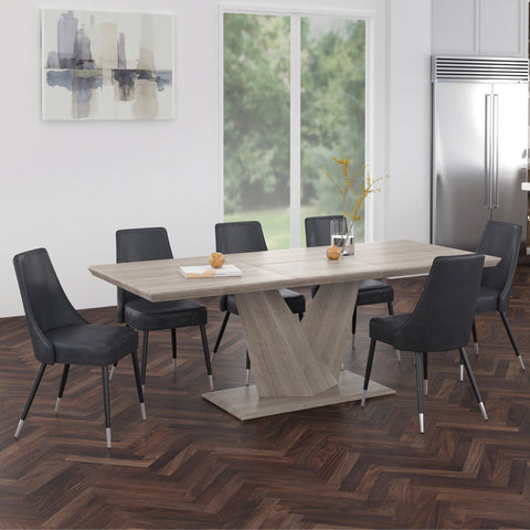 Eclipse/Silvano 7Pc Dining Set Oak Table/Grey Chair
