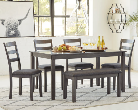 Bridson Dining Room Table and Chairs with Bench (Set of 6)