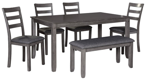 Bridson Dining Room Table and Chairs with Bench (Set of 6)