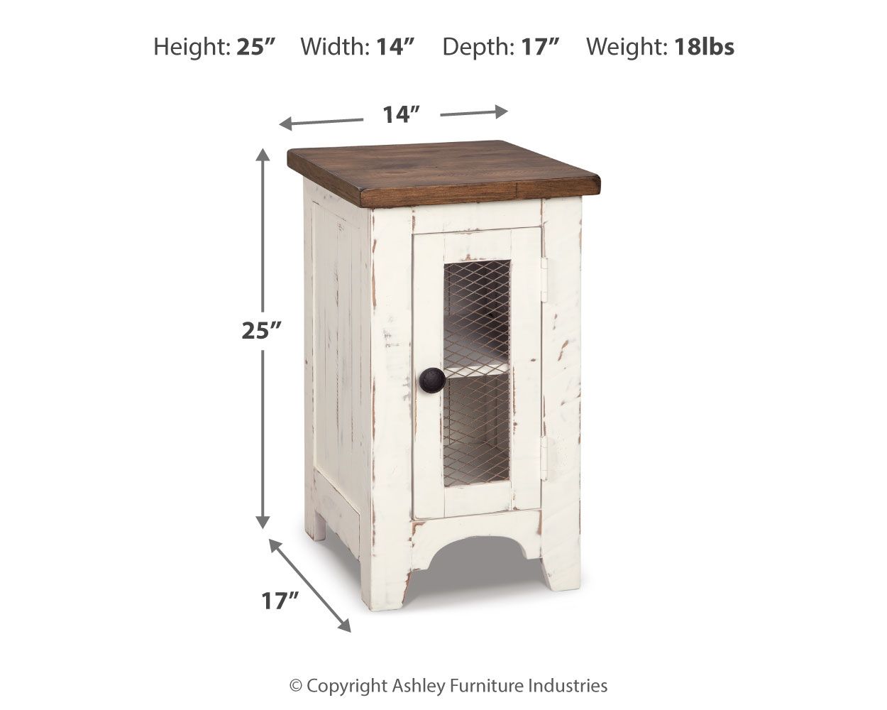 Wystfield - Table d'appoint avec chaise - Blanc / Brun