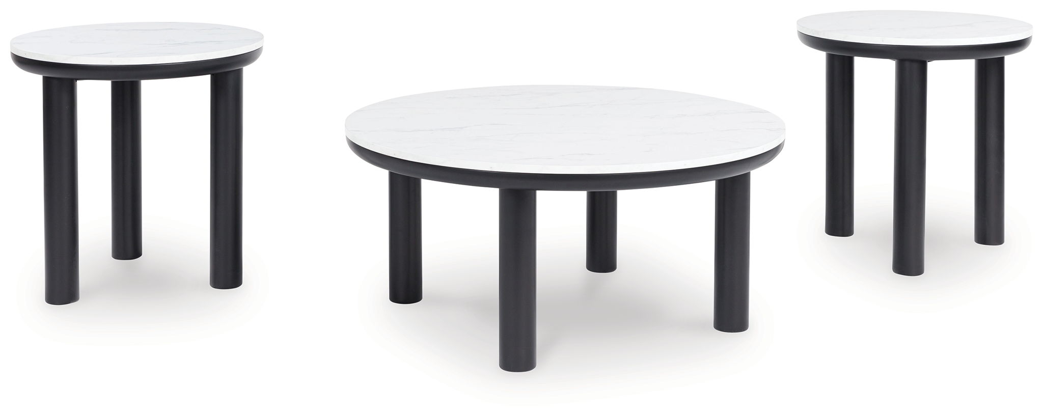 Xandrum - Ensemble de tables d'appoint (Lot de 3) - Noir / Blanc