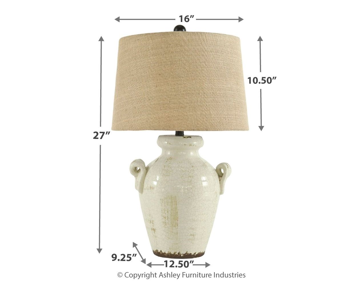 Emelda - Lampe de table en céramique - Crème