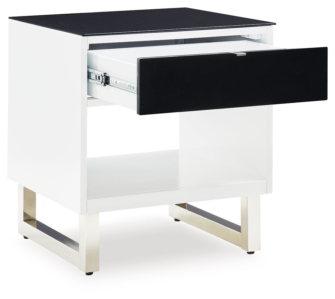 Gardoni - Table d'appoint rectangulaire - Blanc / Noir