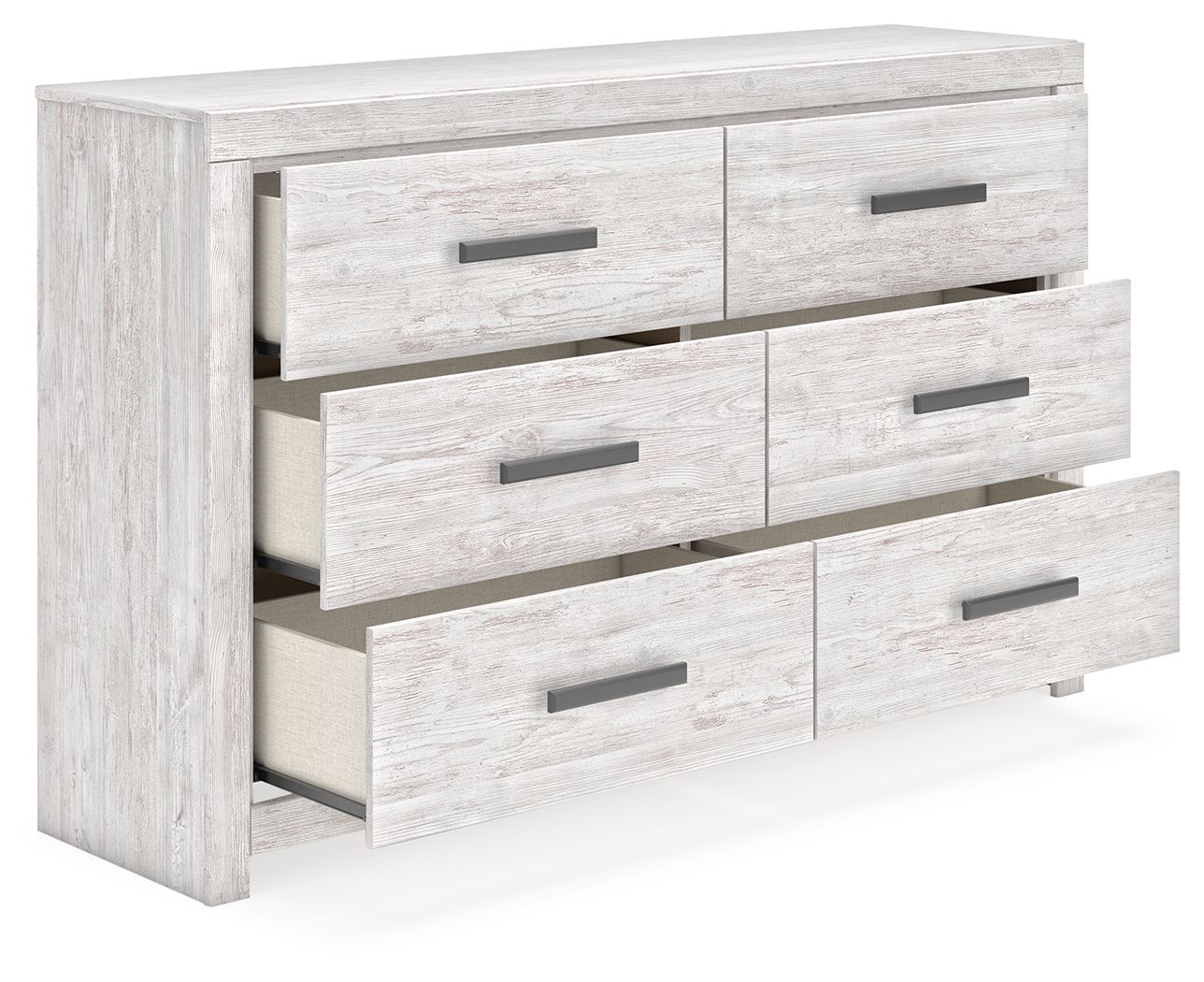 Cayboni - Commode à six tiroirs - Effet bois blanchi