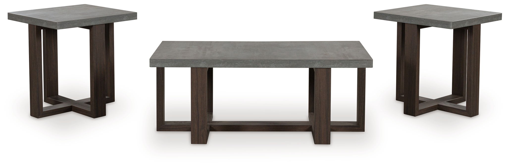 Dynnford - Tables d'appoint (lot de 3) - Gris / Marron