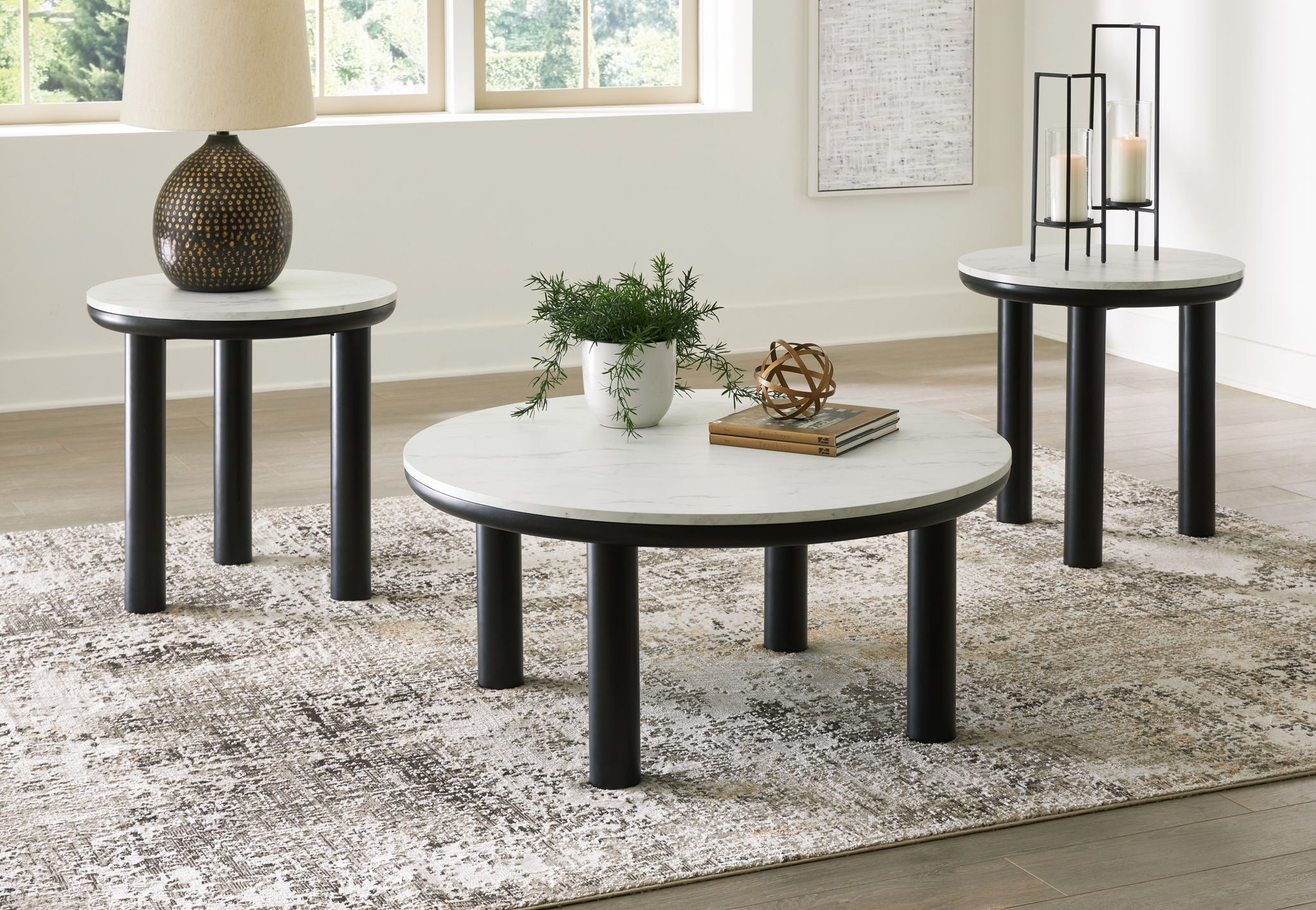 Xandrum - Ensemble de tables d'appoint (Lot de 3) - Noir / Blanc