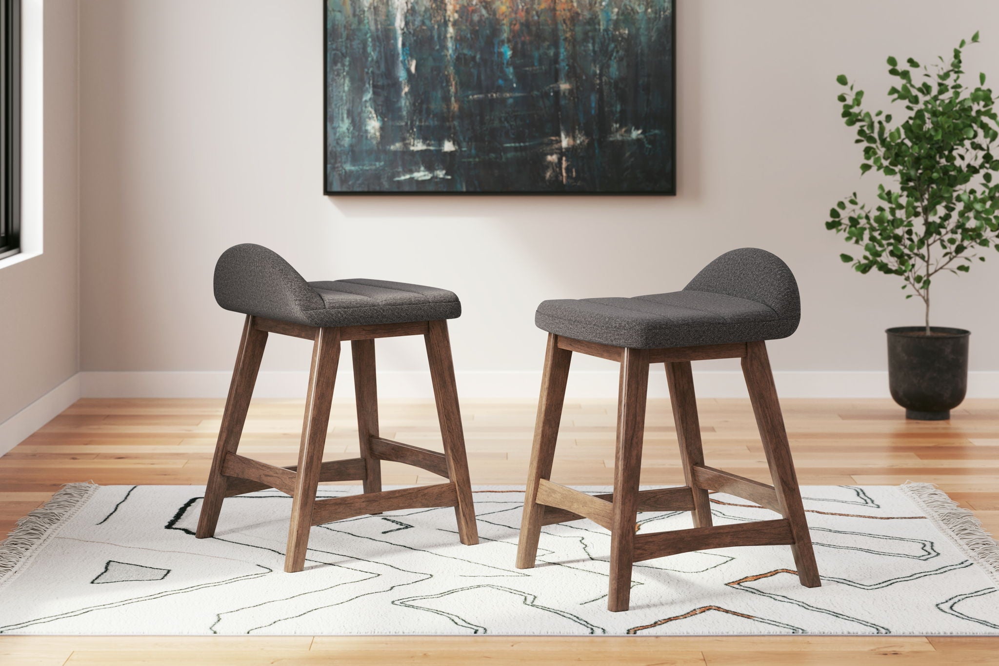 Lyncott - Tabouret de bar rembourré (Lot de 2)