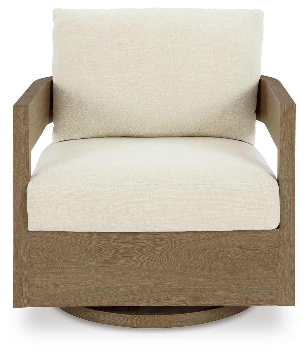 Serene Bay - Fauteuil planeur pivotant avec coussin - Brun foncé/blanc