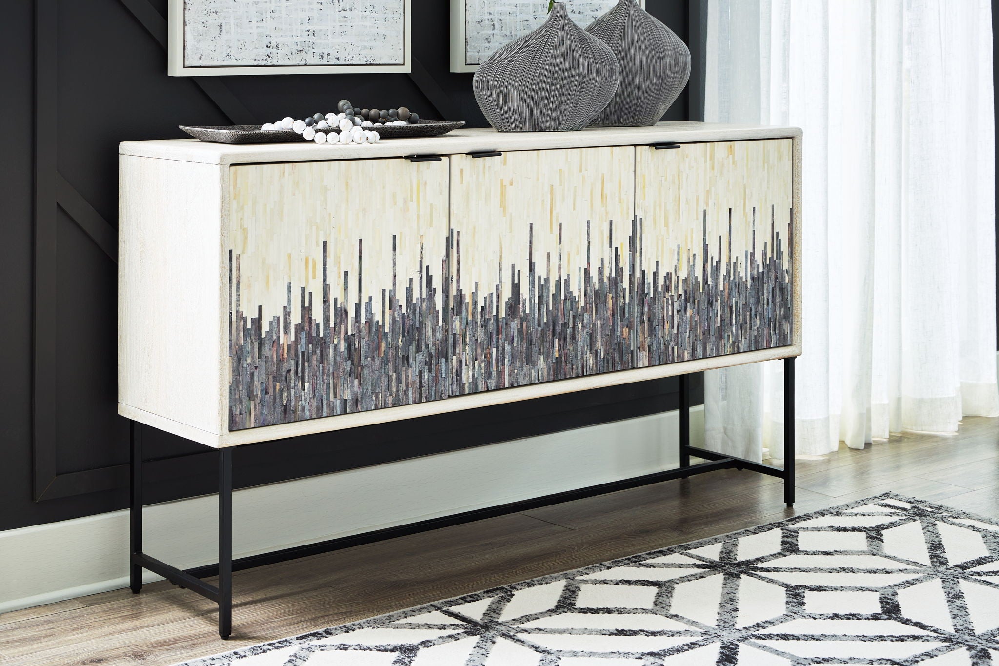 Freyton - Meuble d'appoint - Blanc / Gris