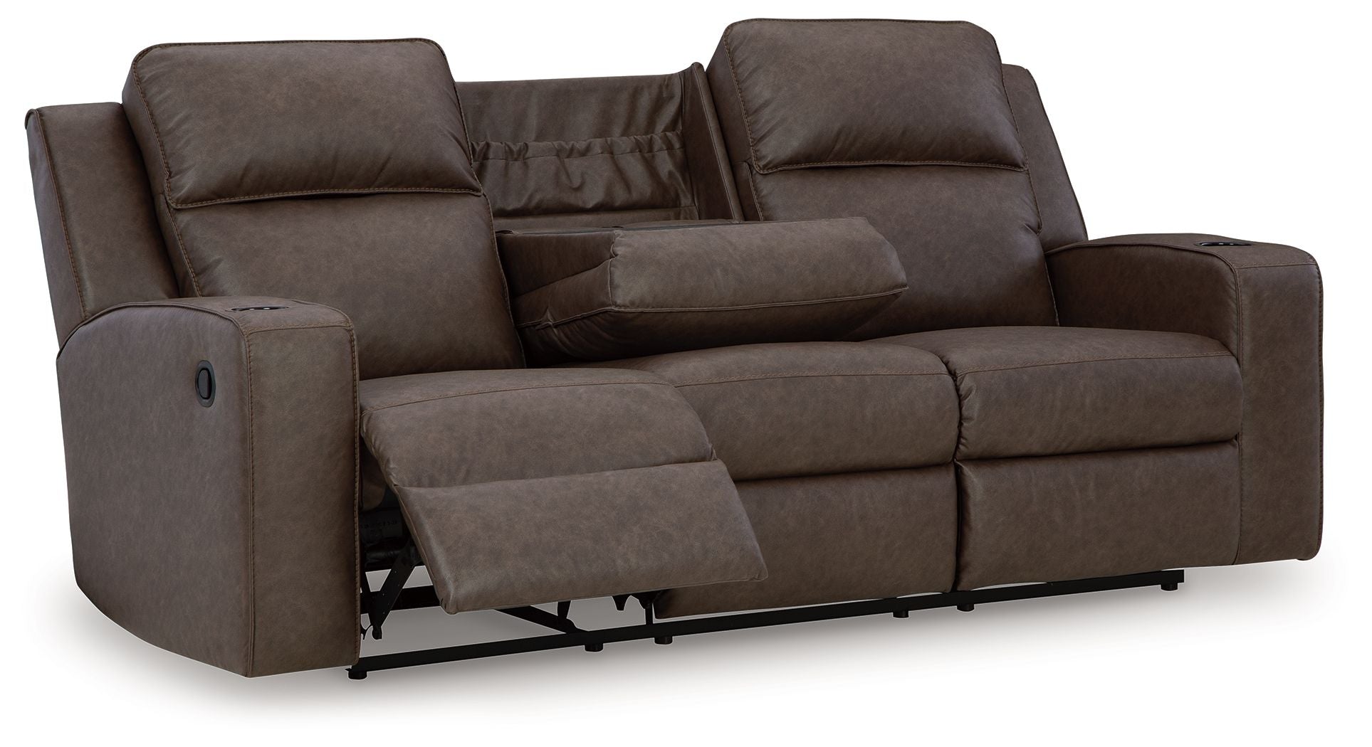 Lavenhorne - Canapé inclinable avec table escamotable - Similicuir - Granit