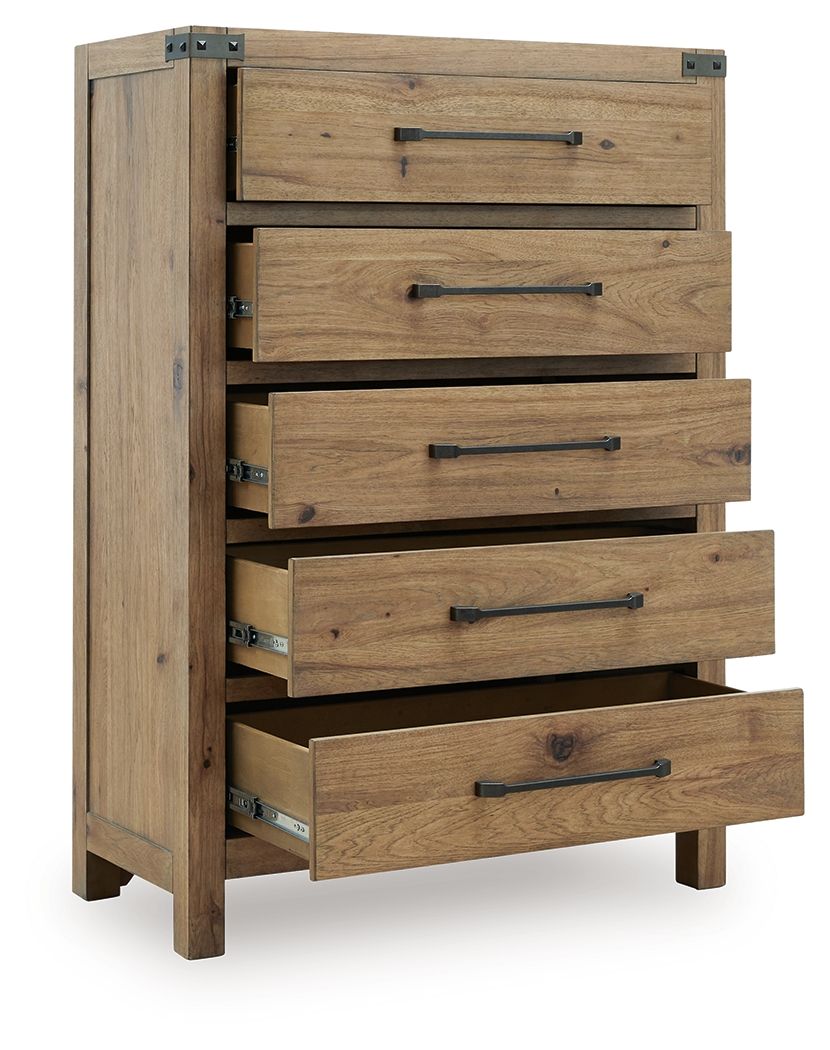 Ridgester - Commode à cinq tiroirs - Brun clair