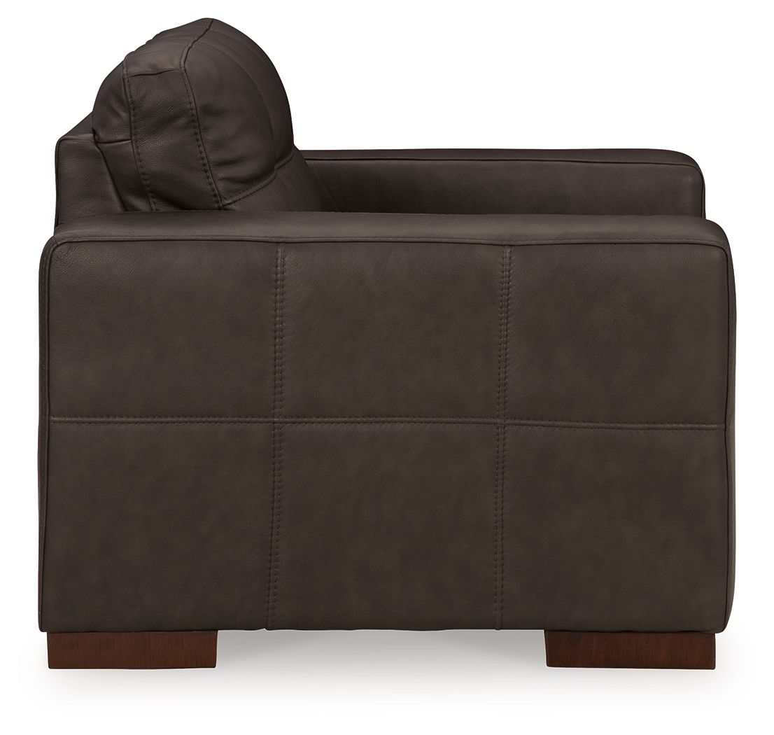 Luigi - Fauteuil large - Cuir véritable et synthétique - Thunder
