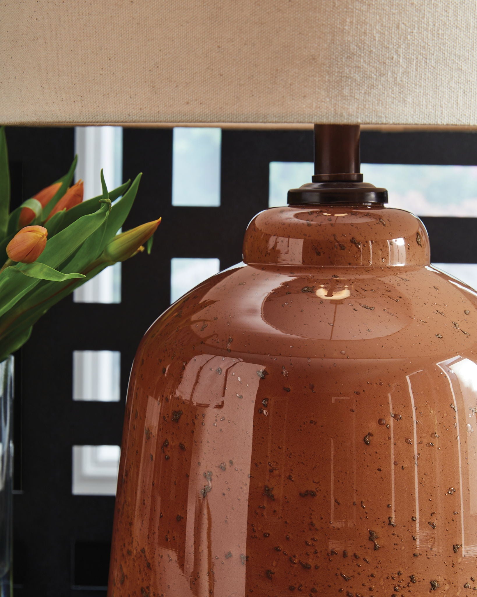 Aaleahya - Lampe de table en verre - Rouille
