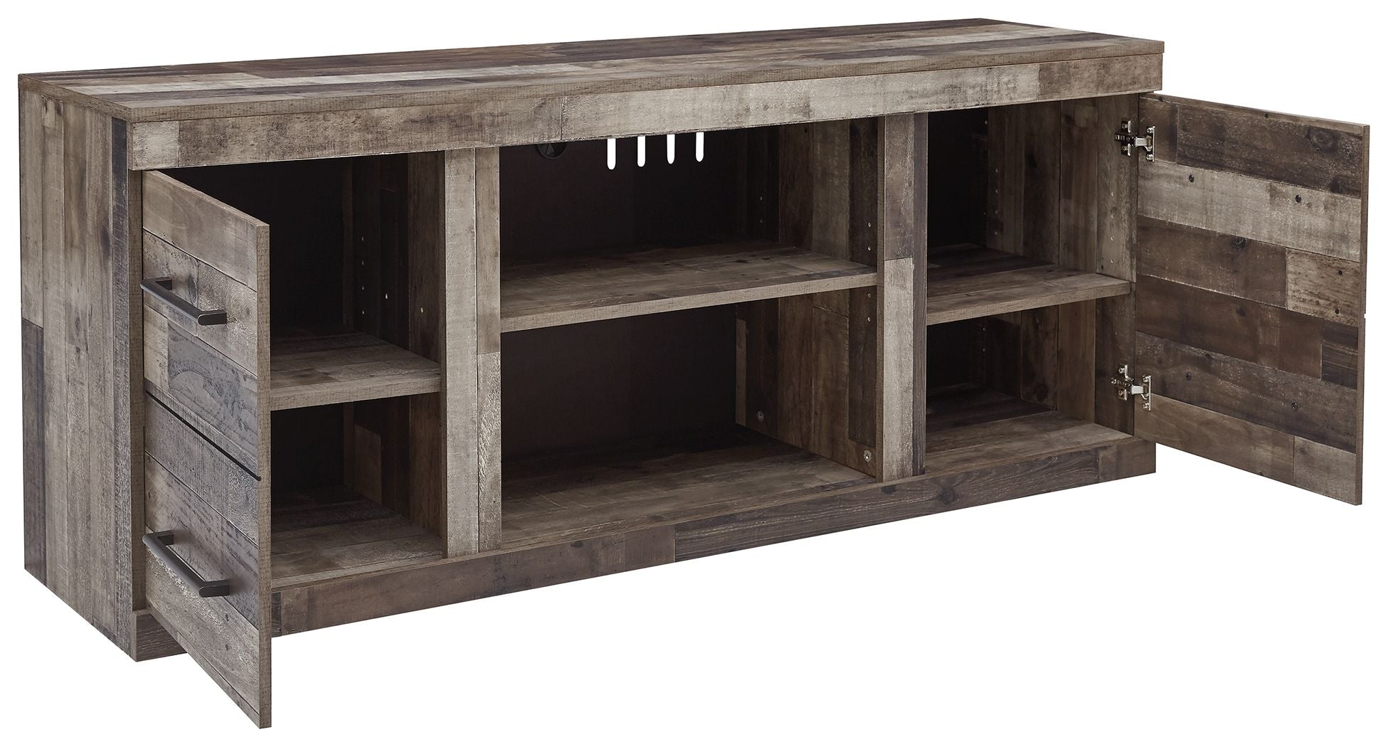 Derekson - Meuble TV LG avec option foyer - Gris multi