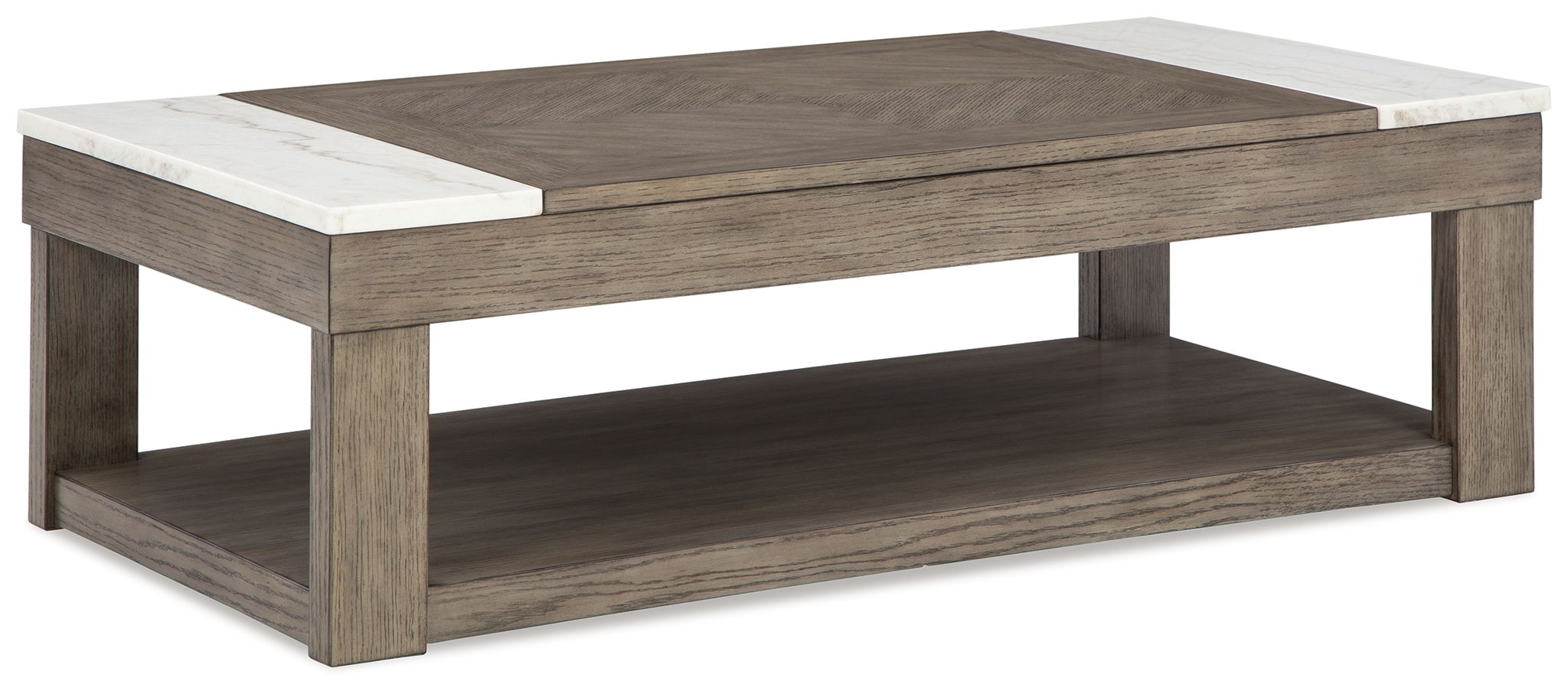 Loyaska - Table basse relevable - Brun grisâtre / Blanc