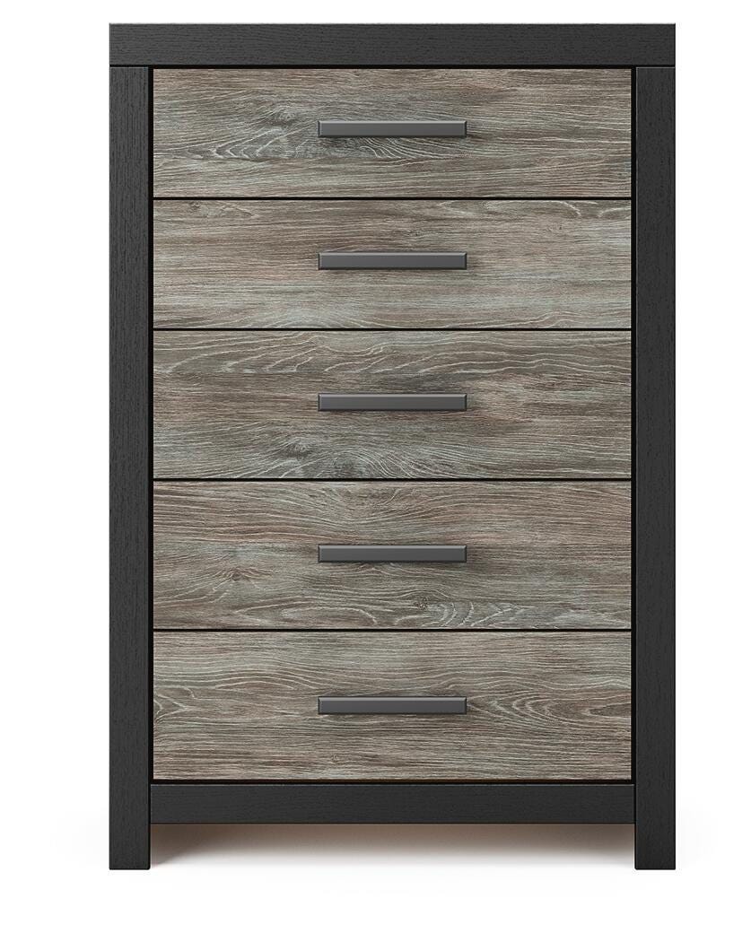 Broachmyn - Five Drawer Chest - Black / Gray - Wood