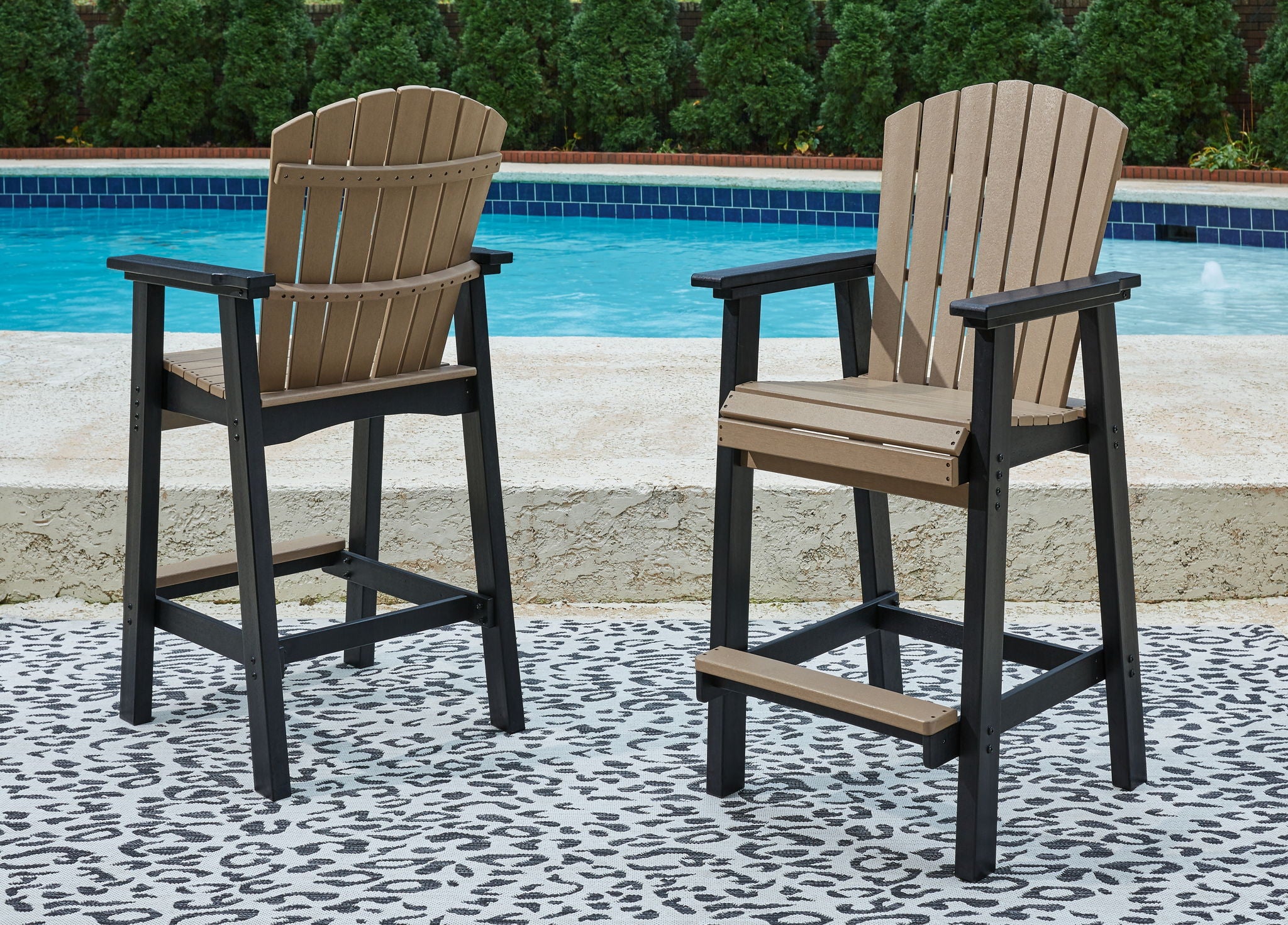 Fairen Trail - Tabouret de bar haut (Lot de 2) - Noir / Bois flotté