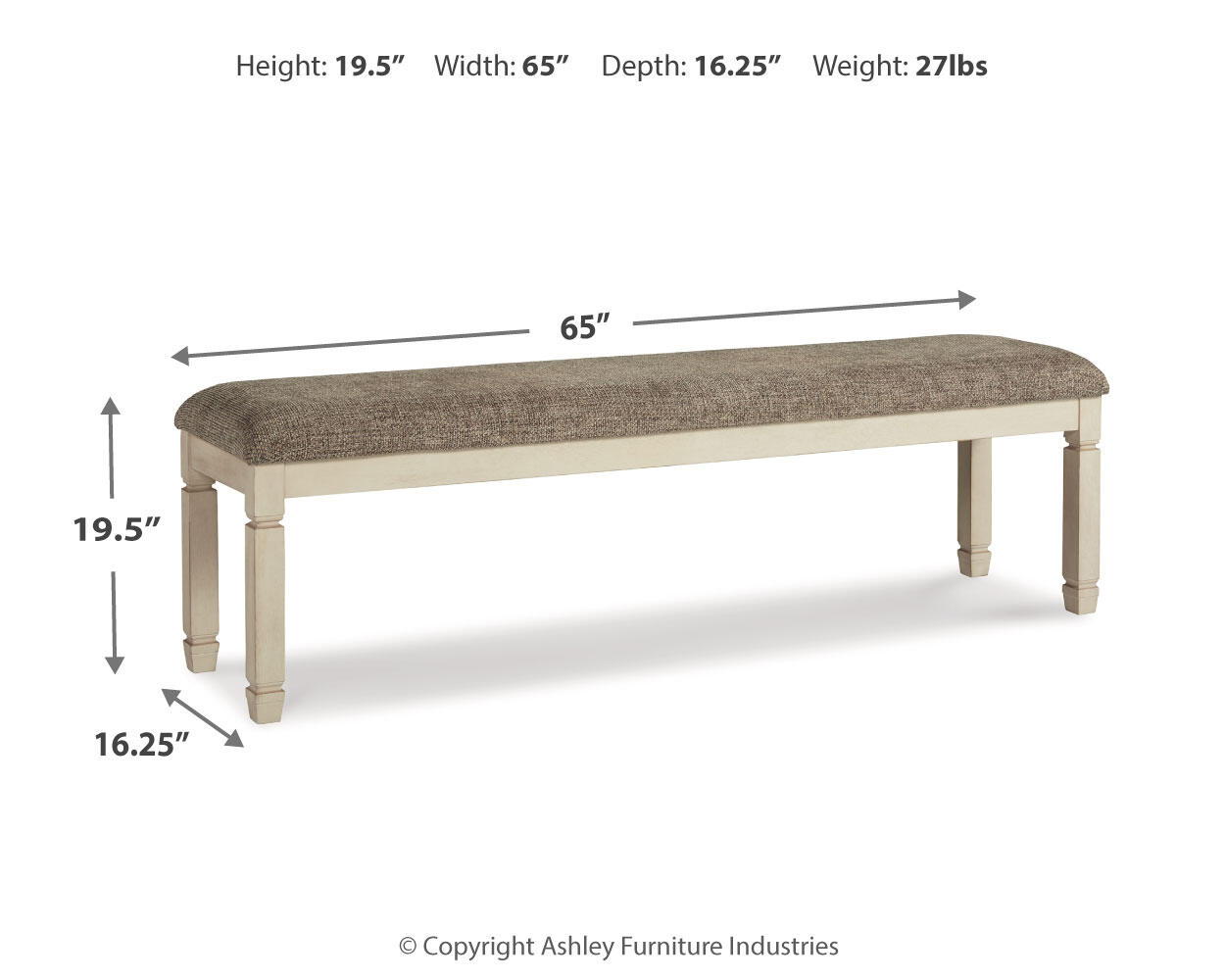 Bolanburg - Grand banc rembourré UPH DRM - Brun / Beige