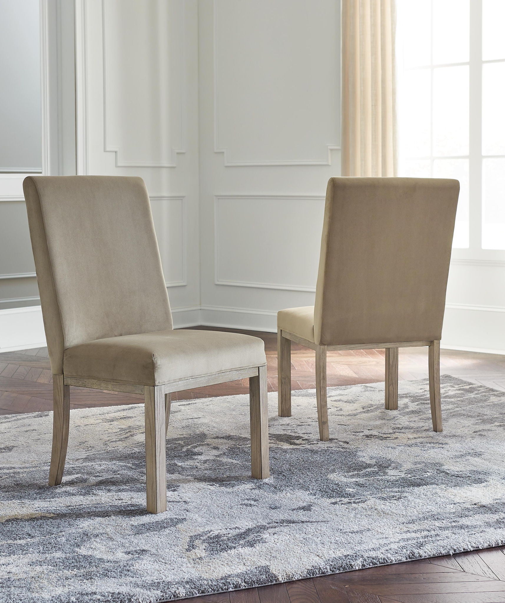 Chrestner - Chaise de salle à manger rembourrée (lot de 2) - Gris / Marron