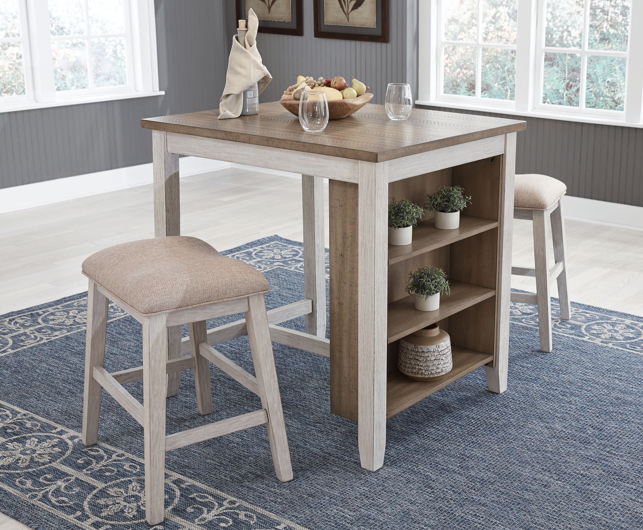 Skempton - Ensemble Table et Tabourets RECT DRM (3 pièces) - Blanc