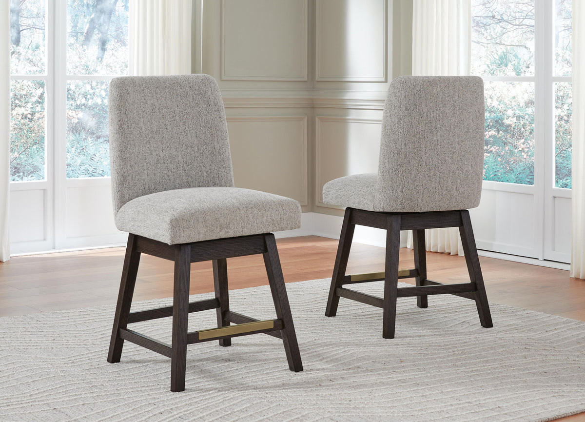 Burkhaus - Tabouret de bar pivotant rembourré (Lot de 2) - Beige / Marron foncé